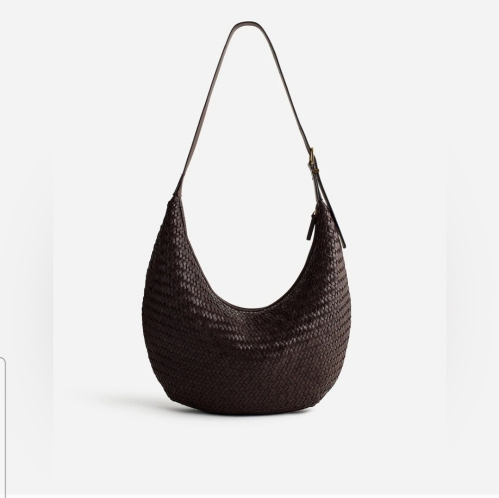 MADEWELL The Essential Curve Handwoven Brown Shoulder Bag